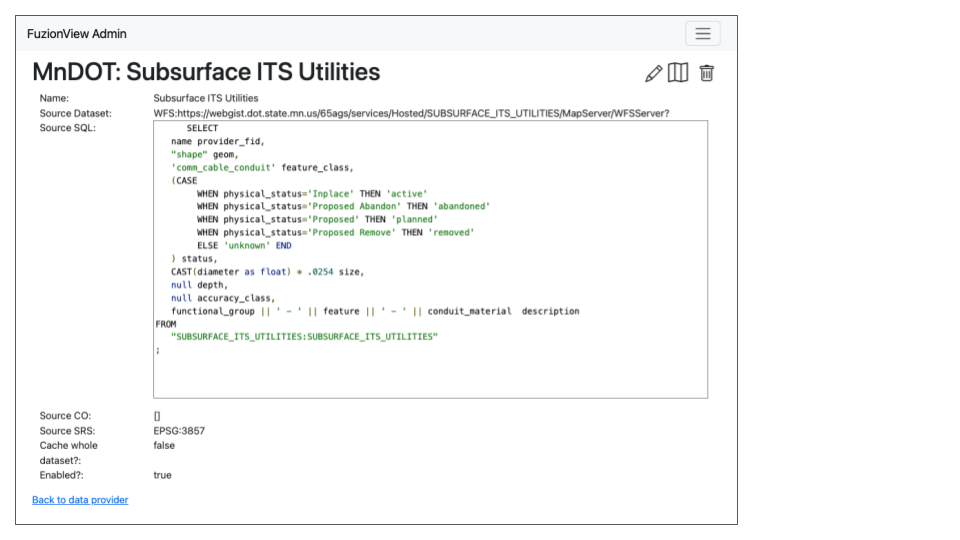 Example ESRI connection configuration